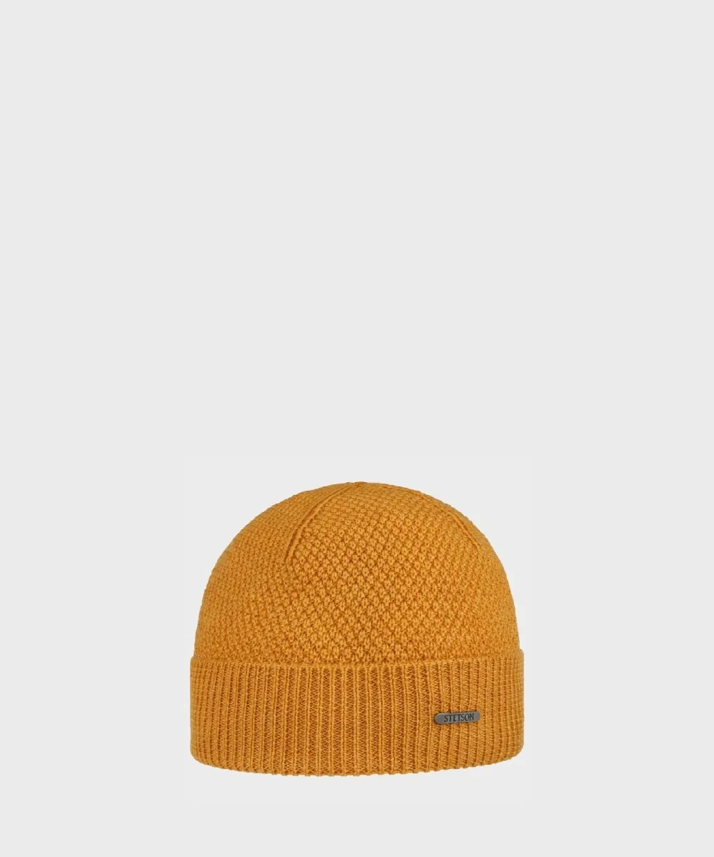 Stetson Beanie berretto a maglia in lana Merino, arancio honey