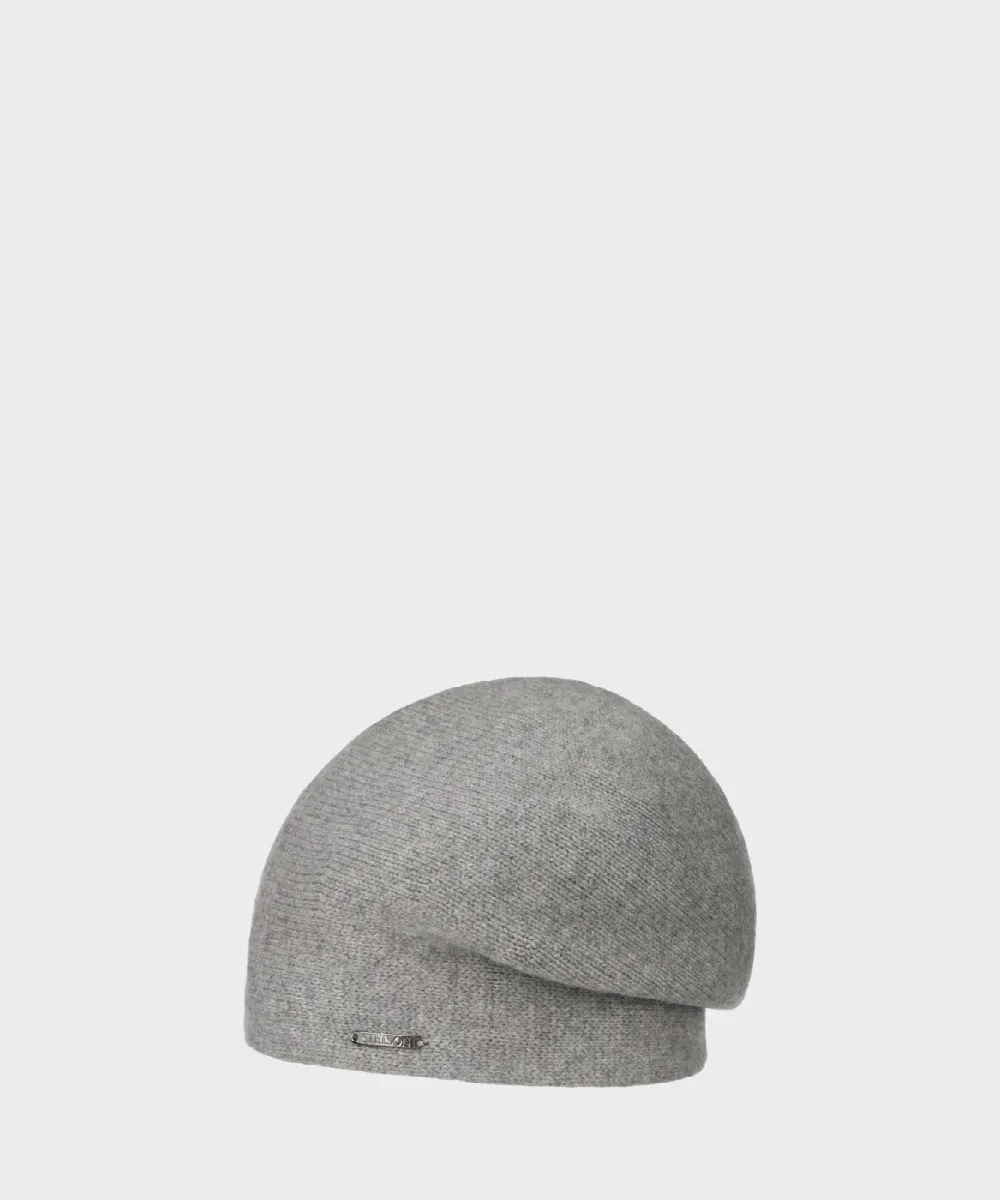 Stetson Beanie berretto a maglia in lana Merino, light grey melange