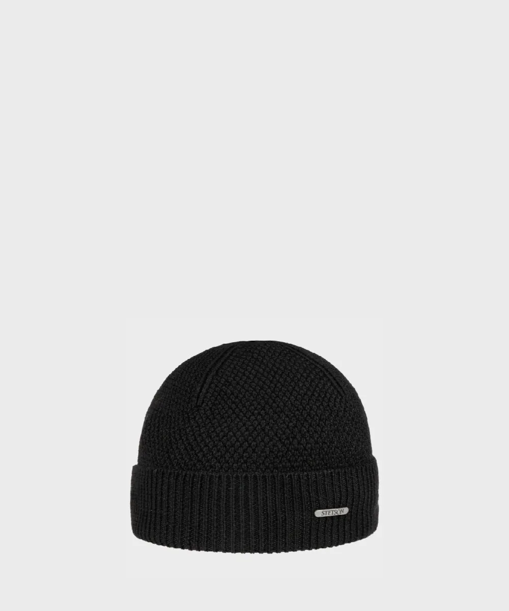 Stetson Beanie berretto a maglia in lana Merino, nero black