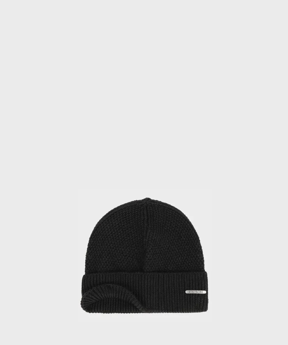 Stetson Beanie berretto a maglia in lana Merino, nero black