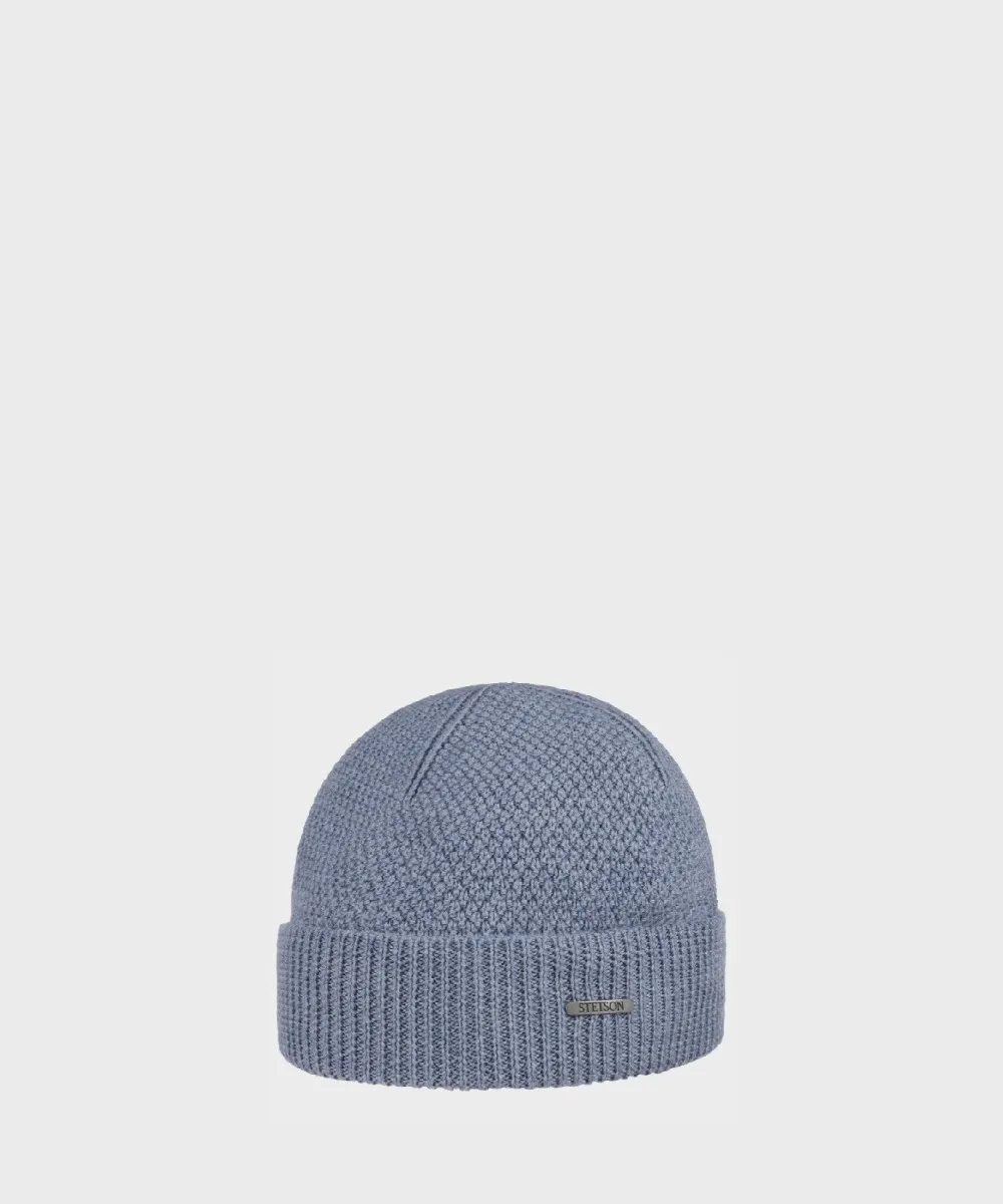 Stetson Beanie berretto a maglia in lana Merino, pale blue