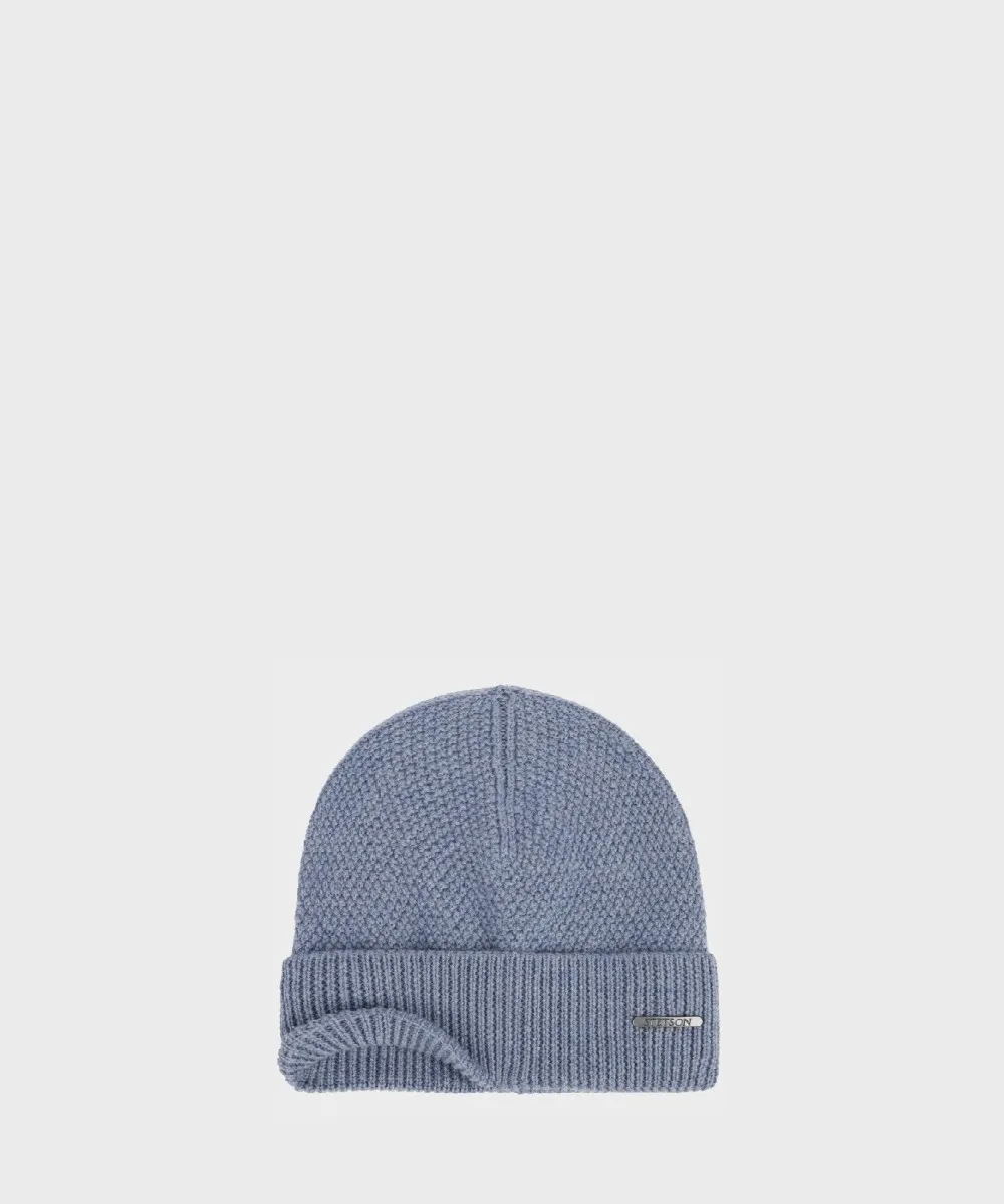 Stetson Beanie berretto a maglia in lana Merino, pale blue