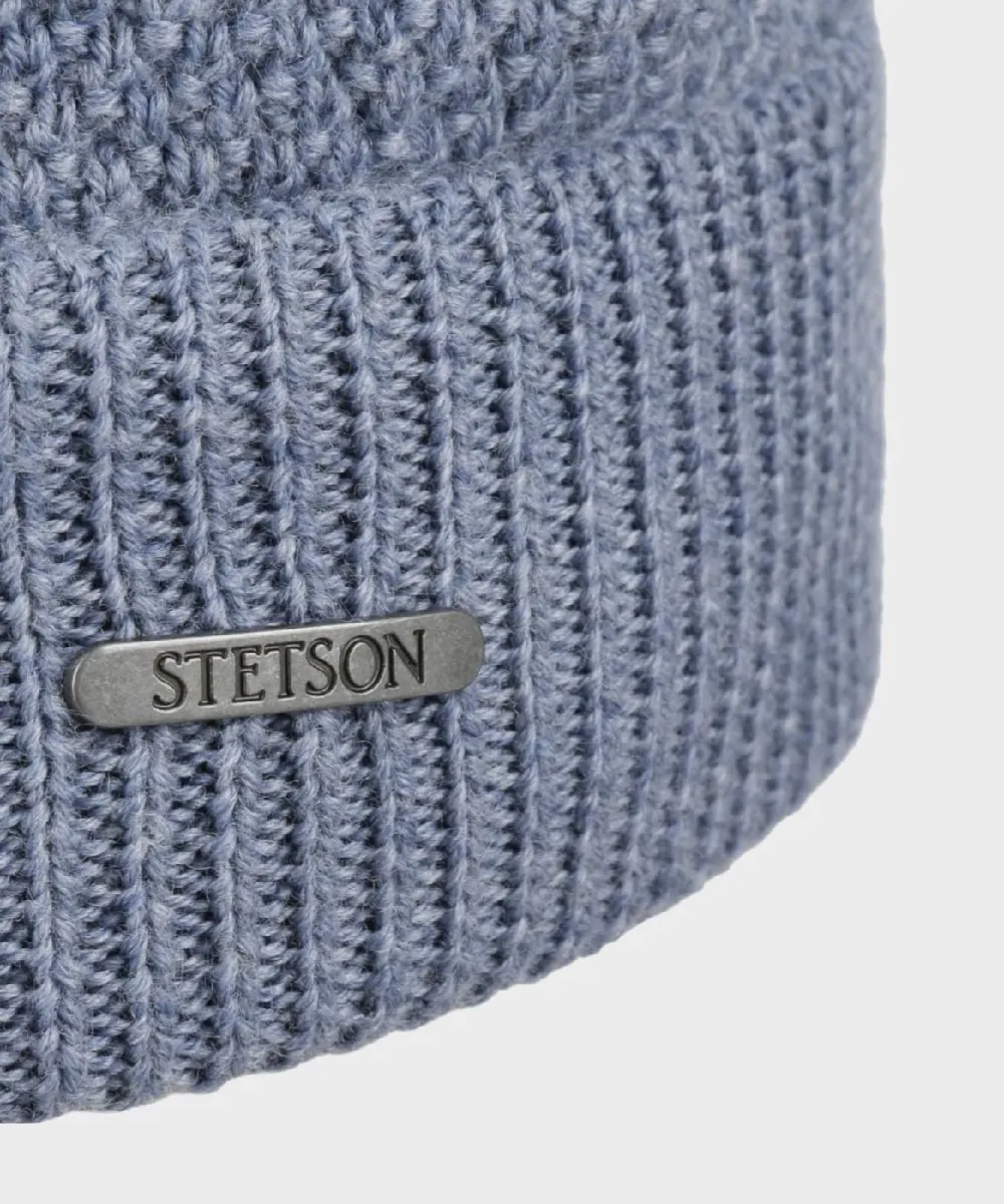 Stetson Beanie berretto a maglia in lana Merino, pale blue