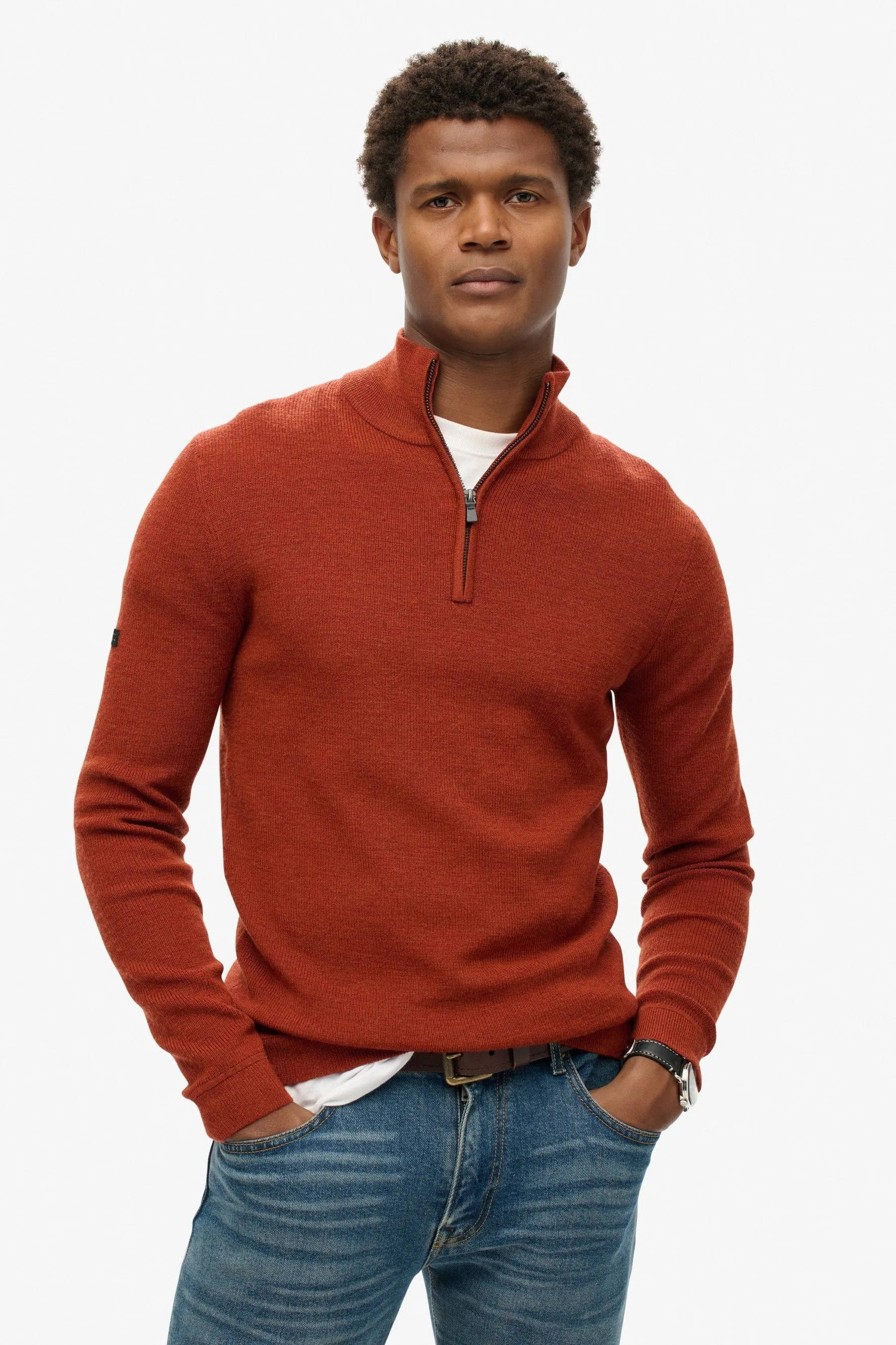 Superdry - Maglia in lana merino con zip corta    