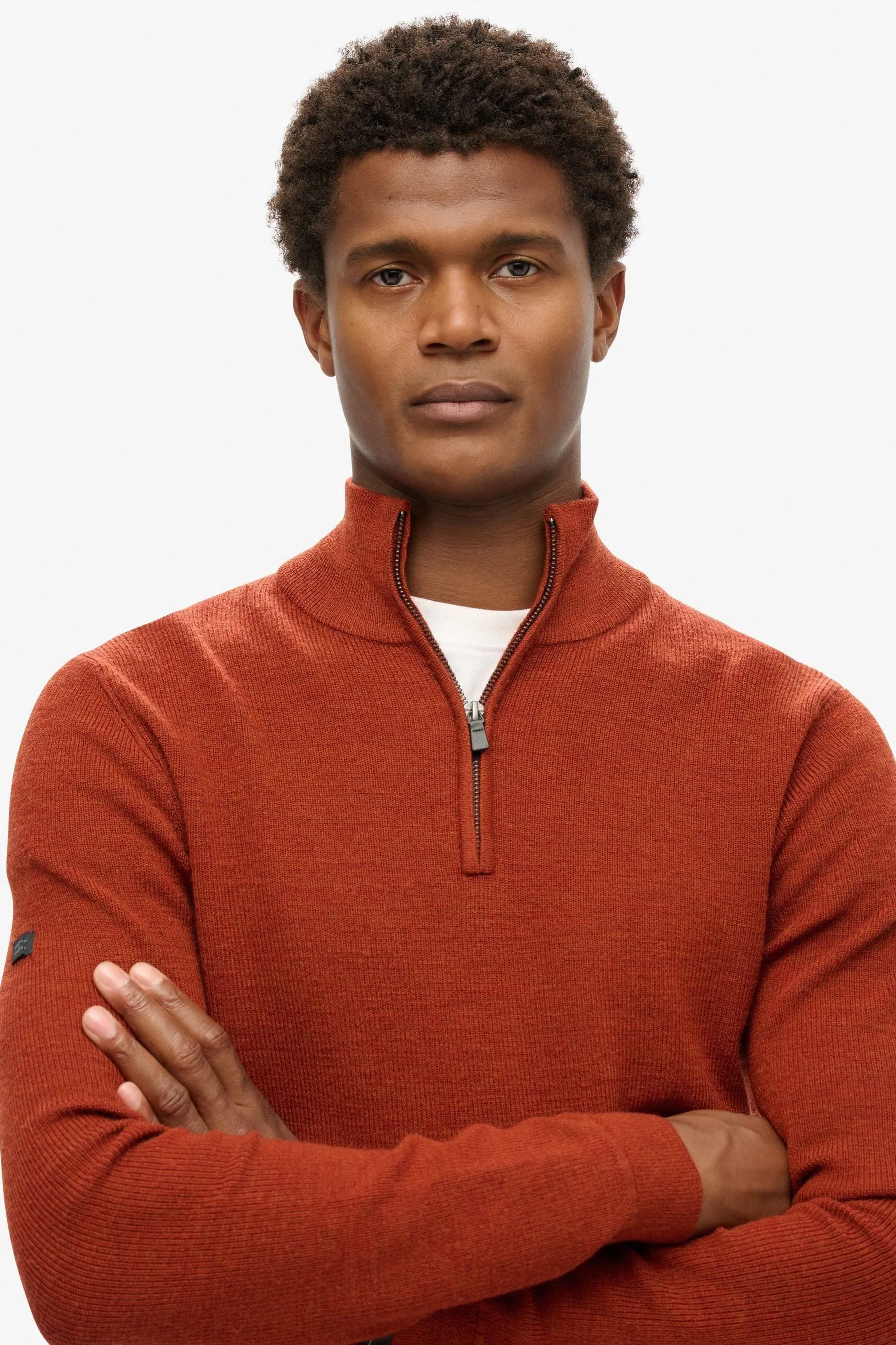 Superdry - Maglia in lana merino con zip corta    