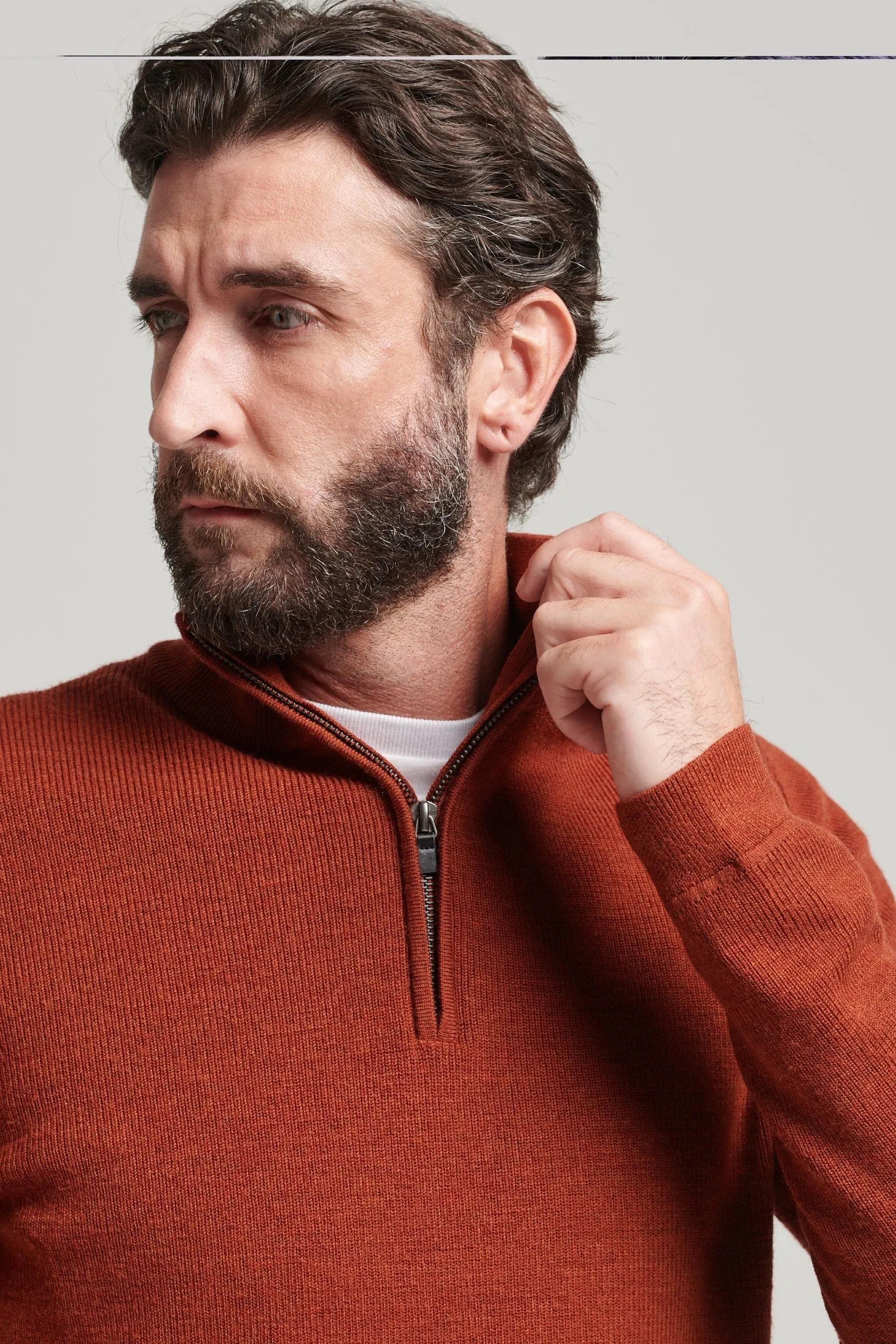 Superdry - Maglia in lana merino con zip corta    