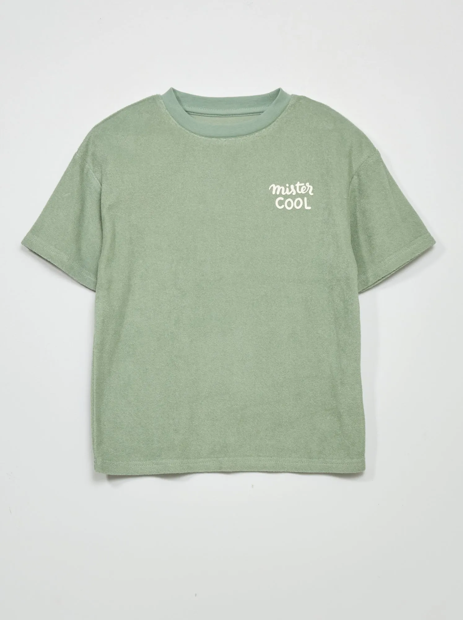 T-shirt ampia in spugna a maniche corte - VERDE