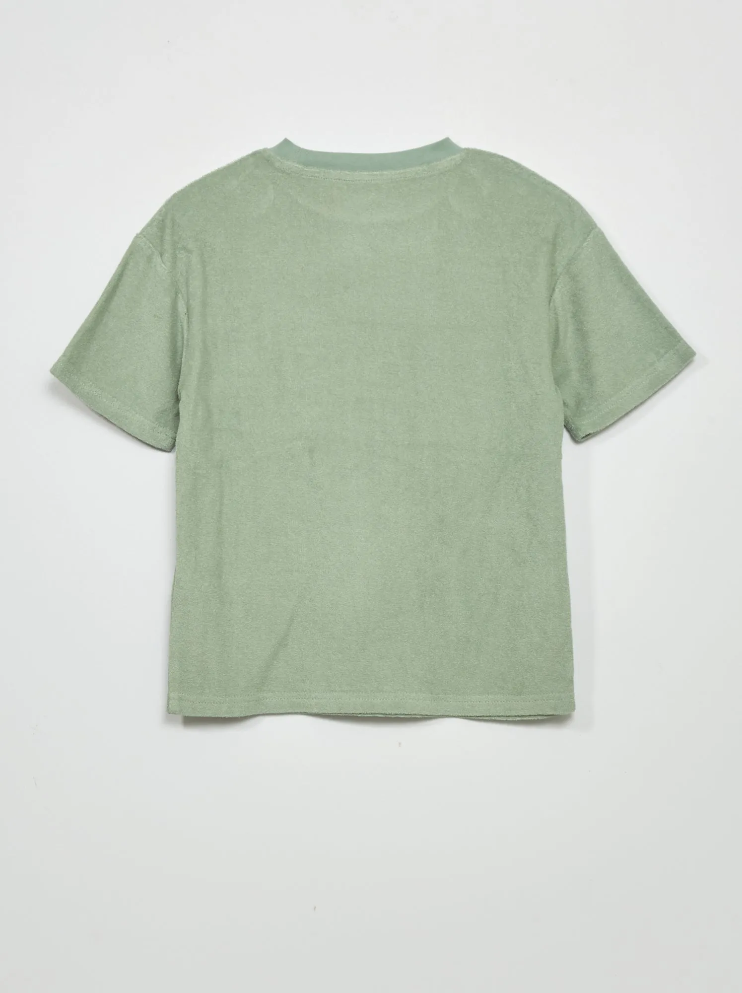 T-shirt ampia in spugna a maniche corte - VERDE
