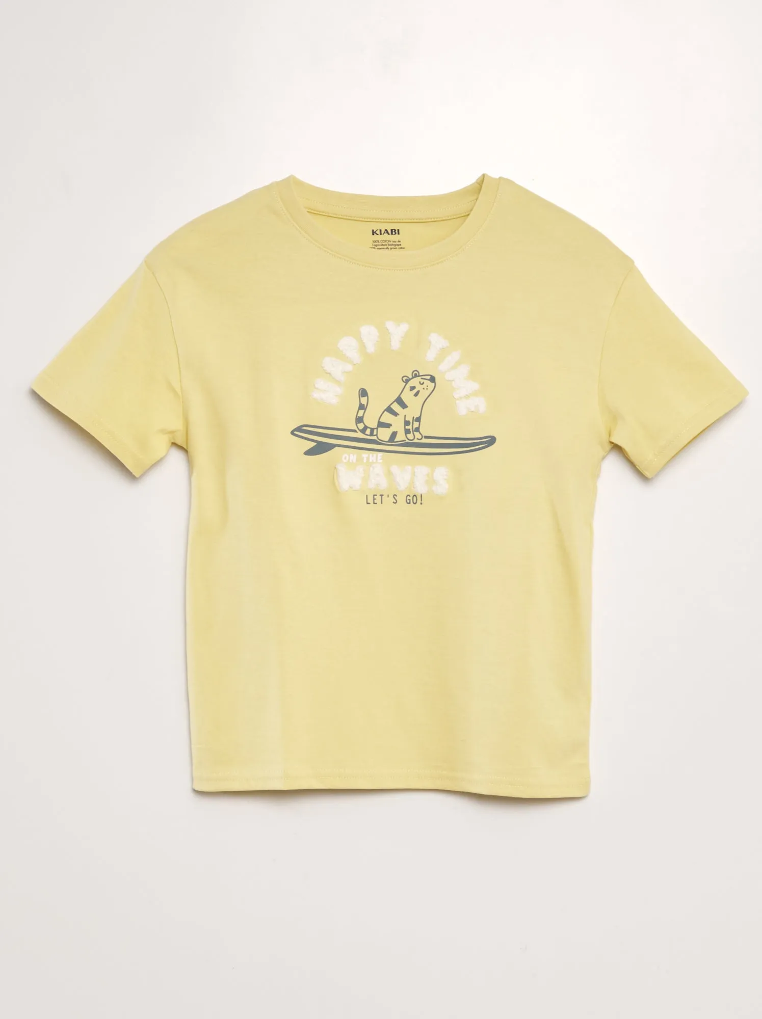 T-shirt con stampa + maglia bouclette - GIALLO