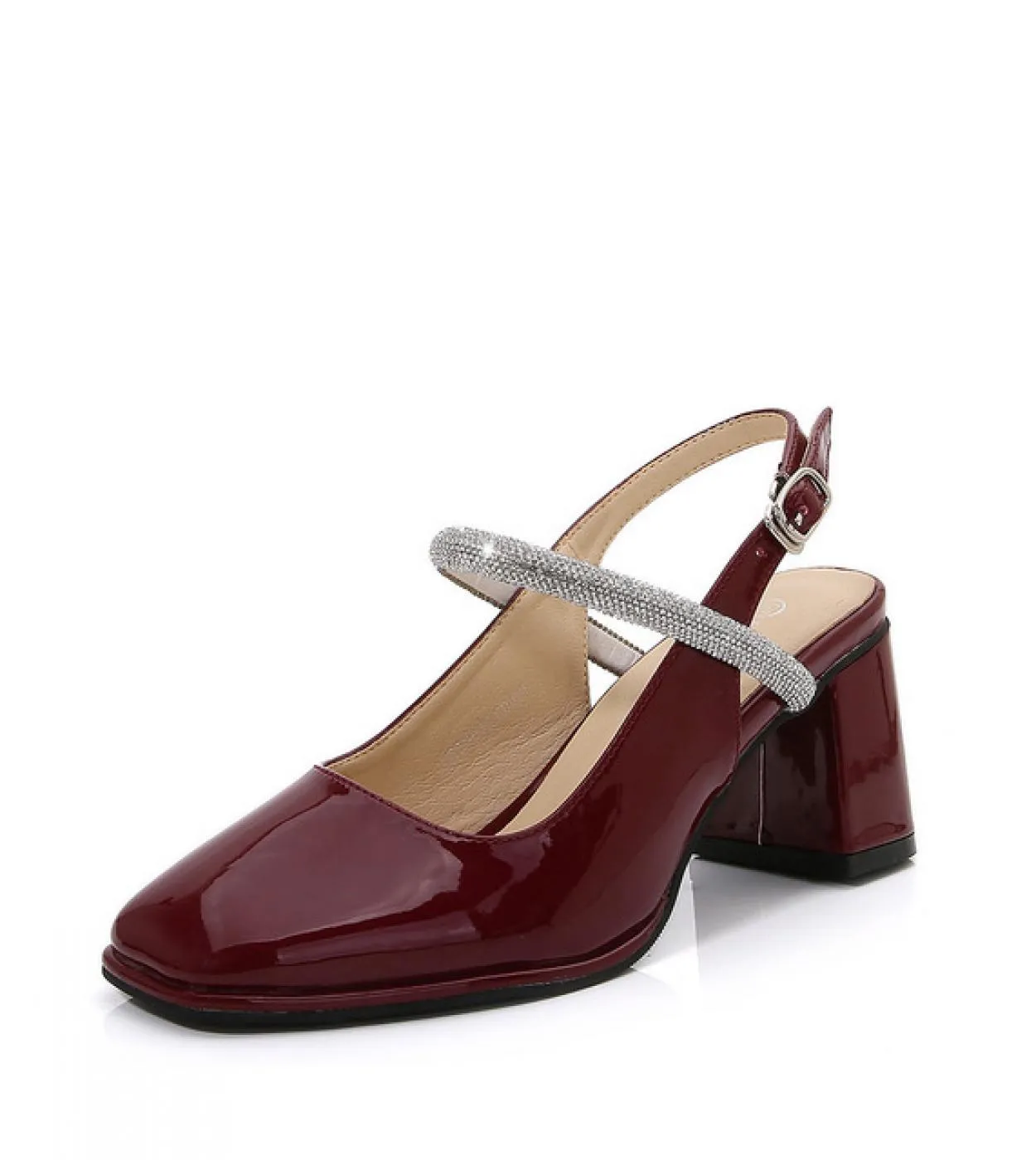 Tacchi alti Scarpe da donna Tacchi grossi Sandali con plateau e punta quadrata Scarpe Mary Jane Eleganti strass Designer di luss