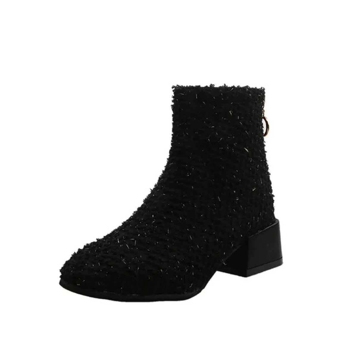 Taglie forti 35 42 Stivali da donna di moda moderna Testa tonda Cerniera posteriore Comodo tacco alto solido in pelle scamosciat