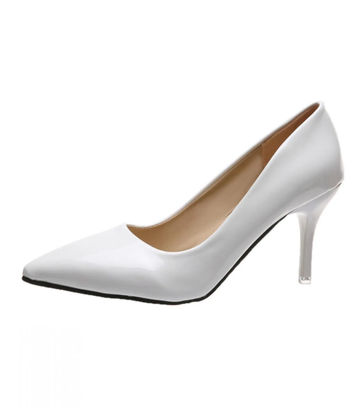 Taglie più grandi 44 Tacchi alti Scarpe eleganti da donna Décolleté in pelle verniciata Scarpe da barca con punta a punta Tacchi