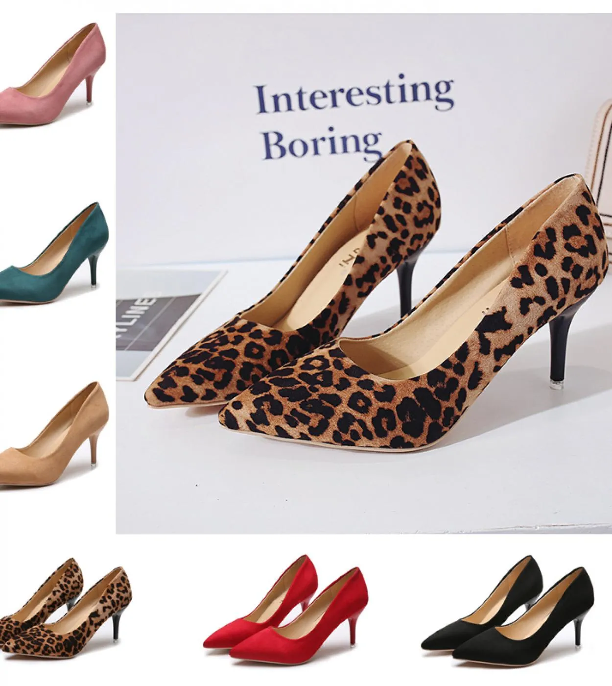 Taglie più grandi 44 Tacchi alti Scarpe eleganti da donna Décolleté in pelle verniciata Scarpe da barca con punta a punta Tacchi