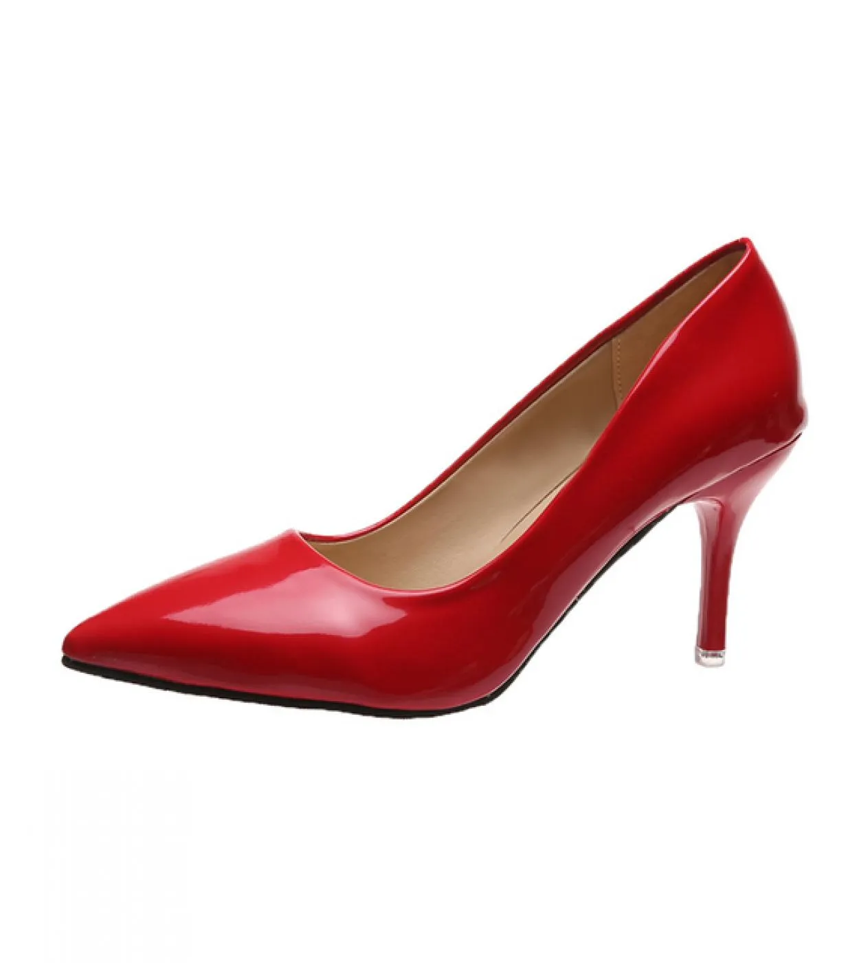 Taglie più grandi 44 Tacchi alti Scarpe eleganti da donna Décolleté in pelle verniciata Scarpe da barca con punta a punta Tacchi