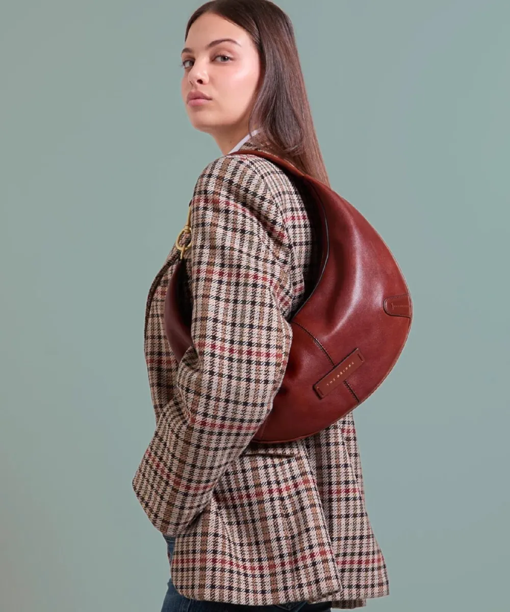 The Bridge Flavia borsa baguette grande in pelle cuoio marrone