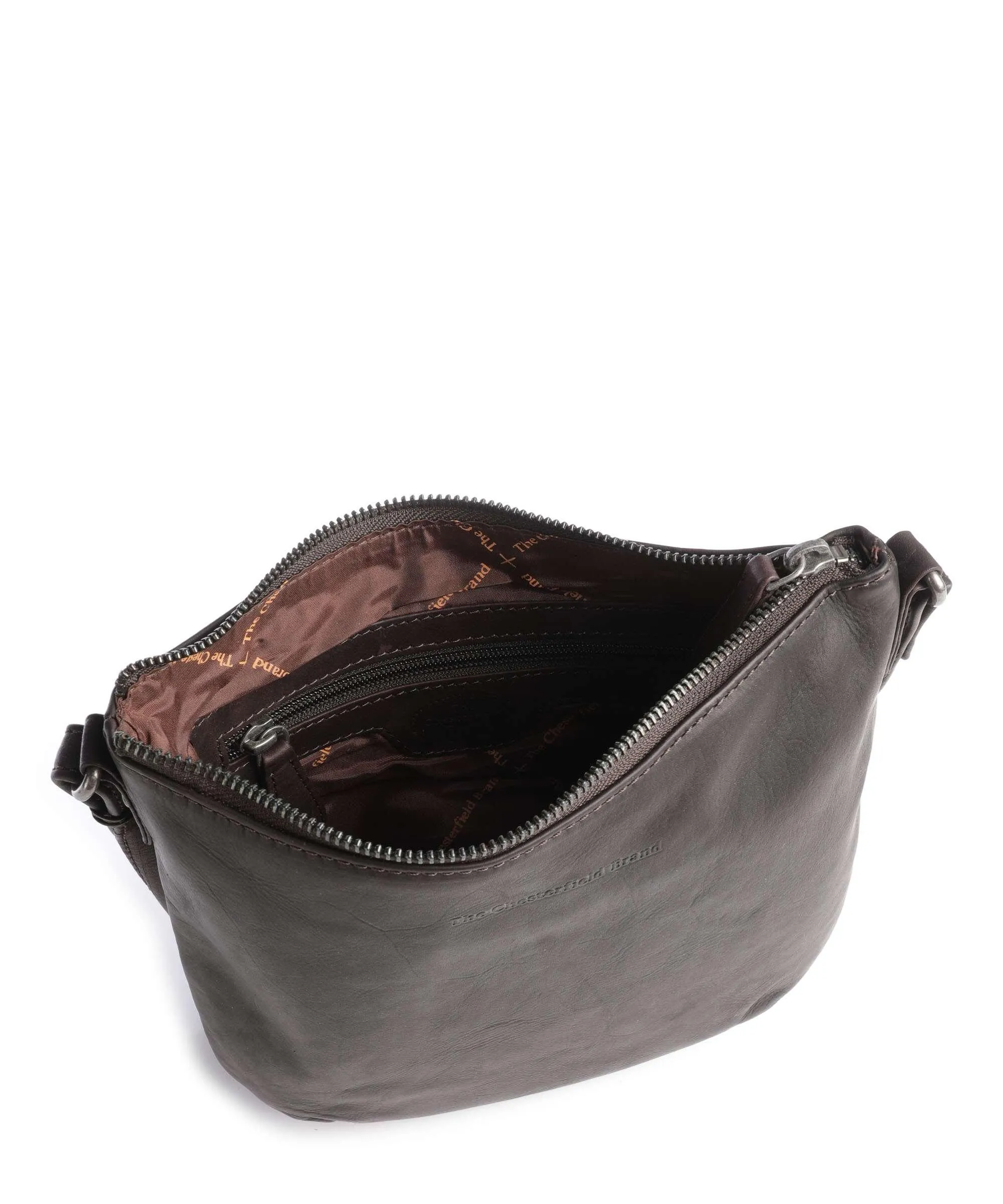  The Chesterfield Brand Cow Wax Pull Up Redding Borsa a tracolla pelle a grana fine marrone scuro  