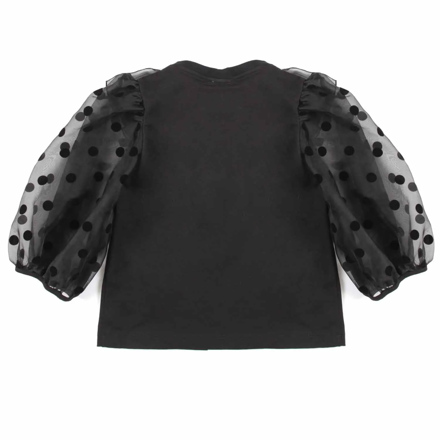 Top Nero Con Pois Di Velluto Bambina E Teenager