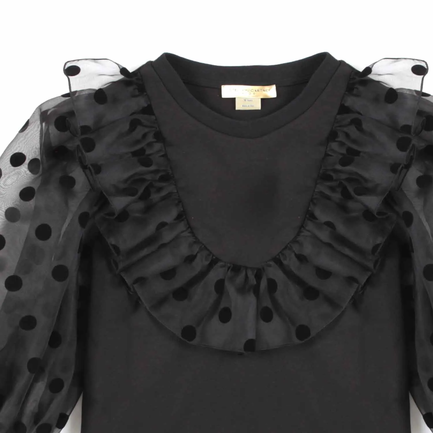 Top Nero Con Pois Di Velluto Bambina E Teenager