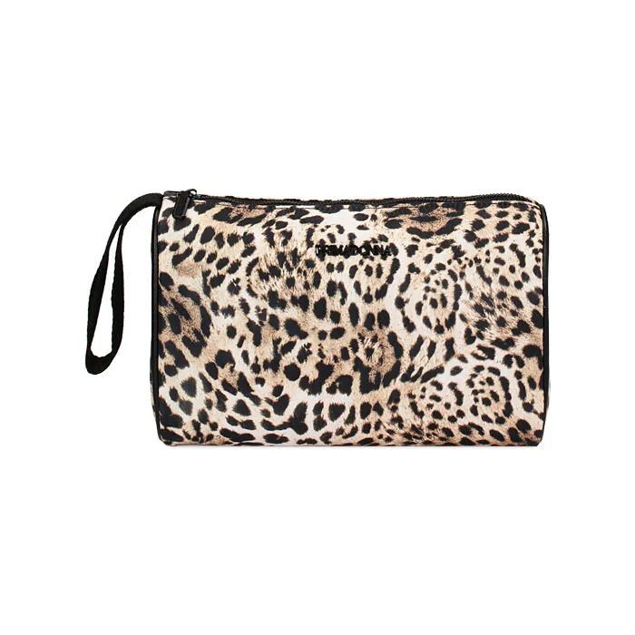 Trousse marrone-nero stampa leopard