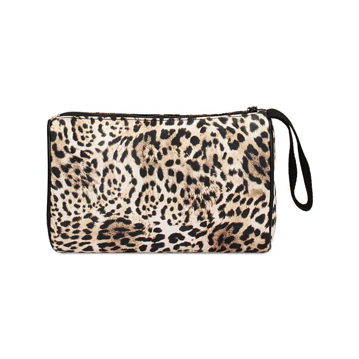 Trousse marrone-nero stampa leopard