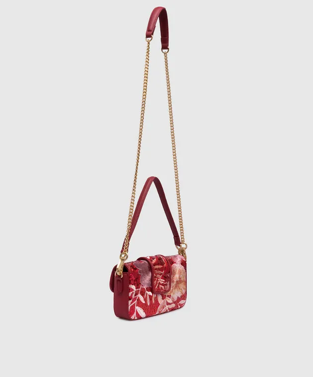 Twinset Borsa baguette Amie di colore rosso con logo in paillettes 242TB7160