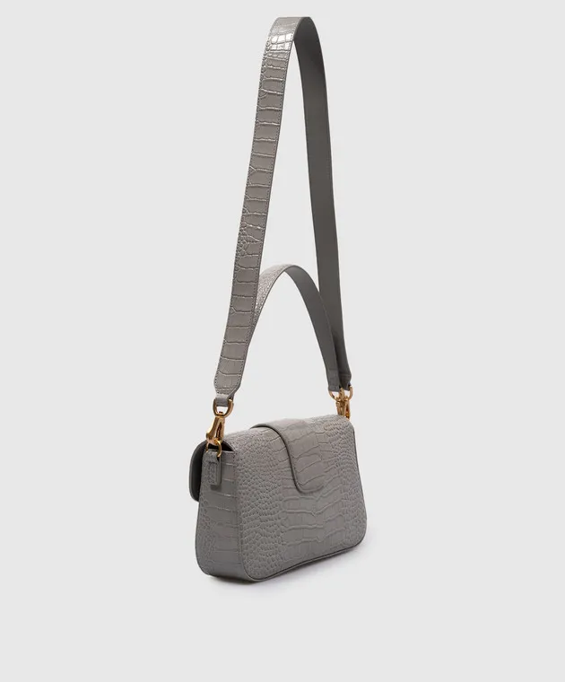 Twinset Borsa baguette Amie grigia con goffratura coccodrillo 242TB7120