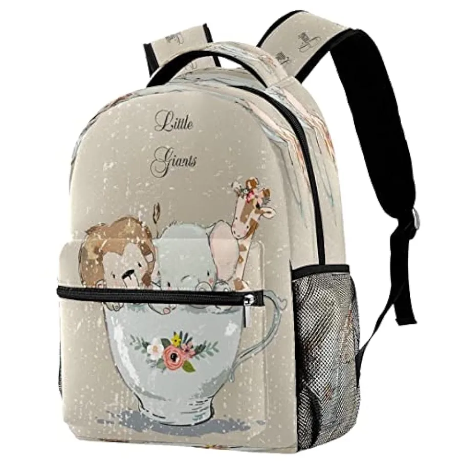 Zaino Casual Classico Di Base Da Viaggio Con Tasche Laterali Per Bottiglia, Zaino Animali In Tazza Per Ragazze Con Spallacci Imb