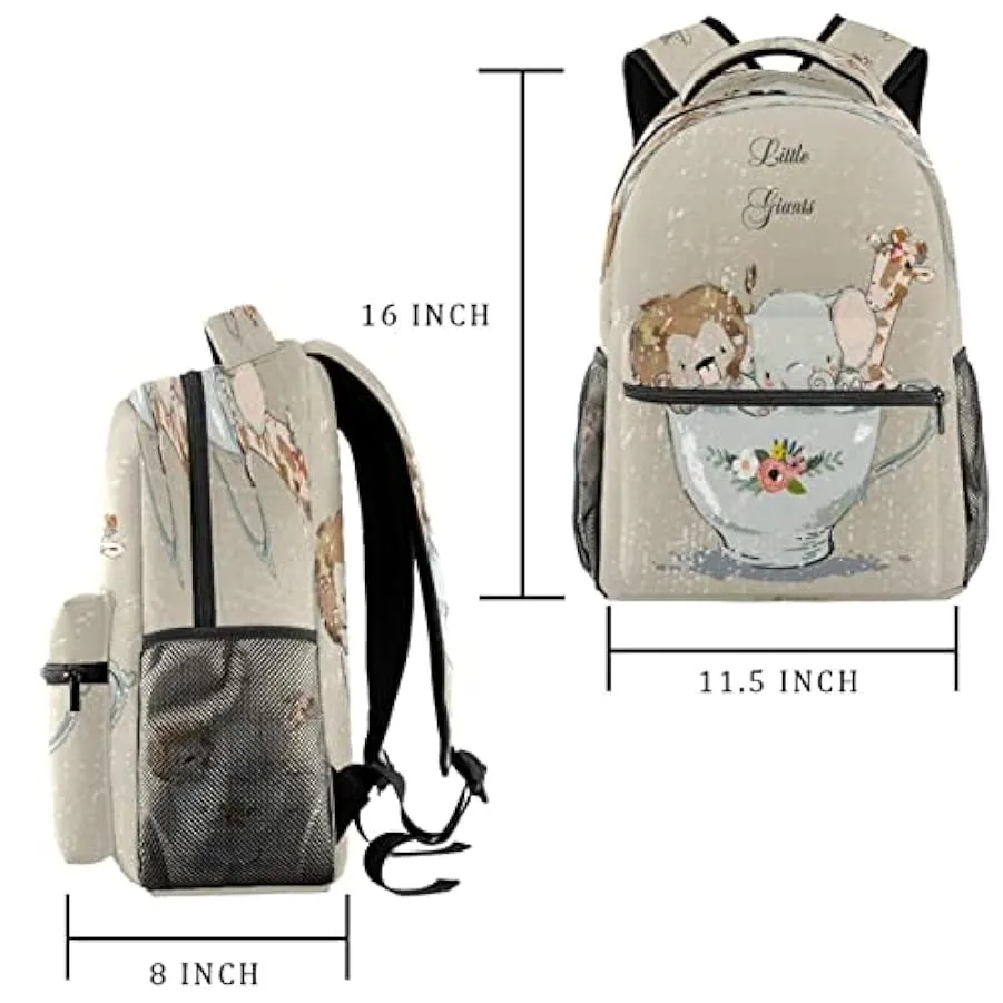 Zaino Casual Classico Di Base Da Viaggio Con Tasche Laterali Per Bottiglia, Zaino Animali In Tazza Per Ragazze Con Spallacci Imb