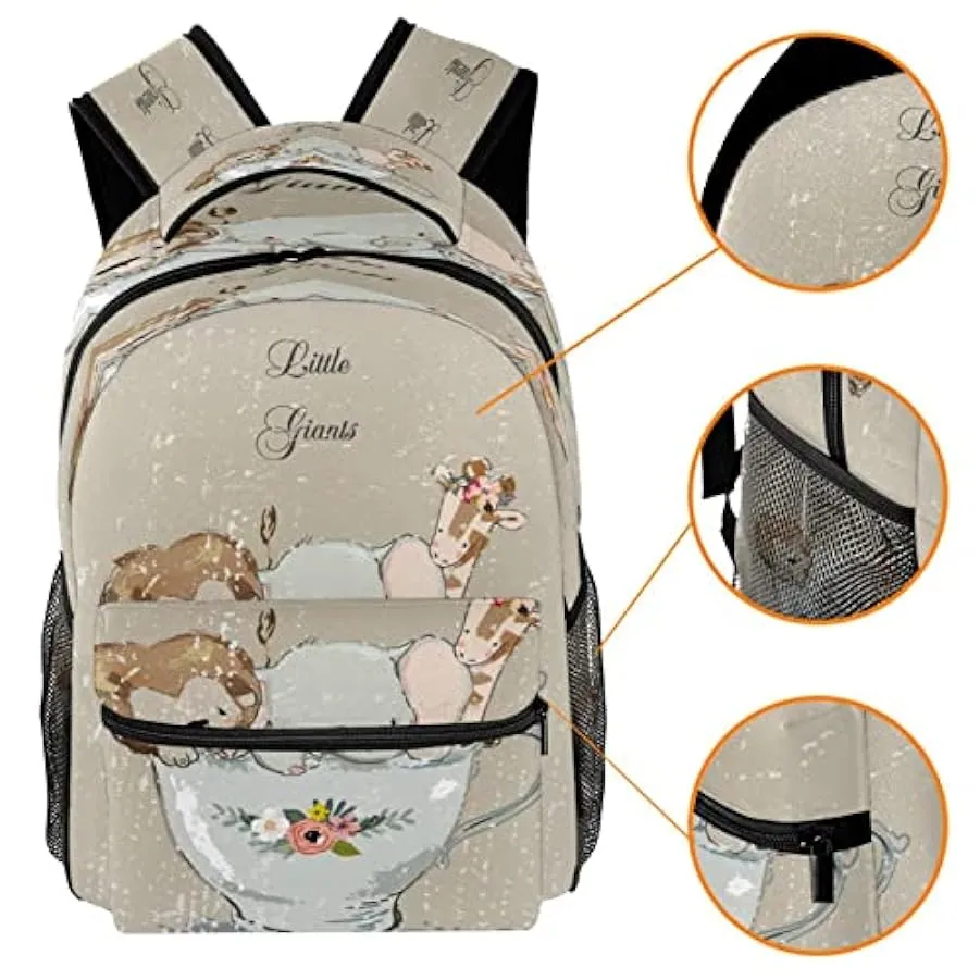 Zaino Casual Classico Di Base Da Viaggio Con Tasche Laterali Per Bottiglia, Zaino Animali In Tazza Per Ragazze Con Spallacci Imb