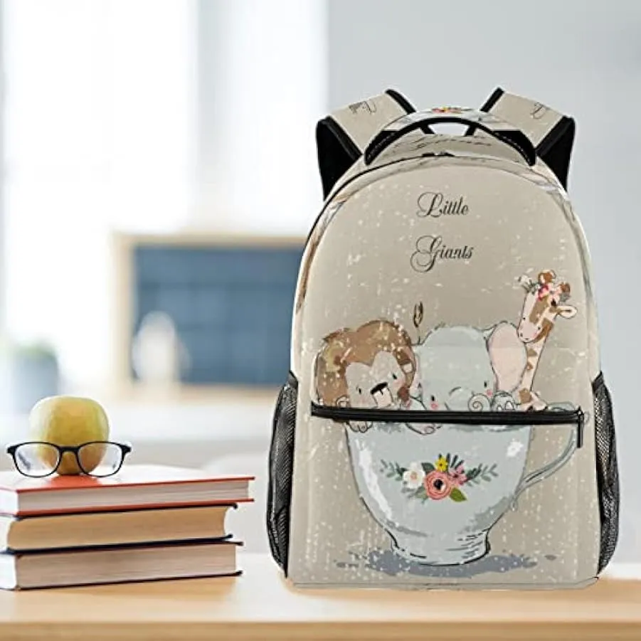 Zaino Casual Classico Di Base Da Viaggio Con Tasche Laterali Per Bottiglia, Zaino Animali In Tazza Per Ragazze Con Spallacci Imb